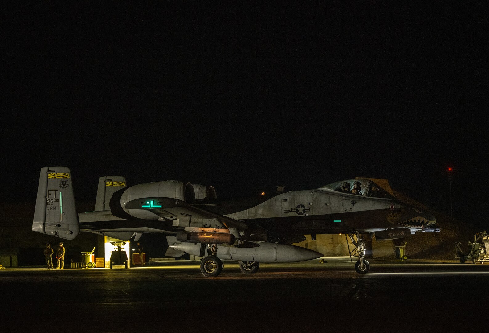 A U.S. Air Force A-10 Thunderbolt II taxis at a base in the U.S. Central Command area of responsibility, Dec. 19, 2025. (U.S. Air Force photo)