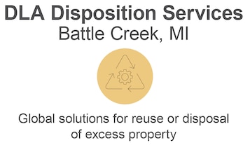 A recycling gear icon is surrounded by the DLA Disposition Services title and description