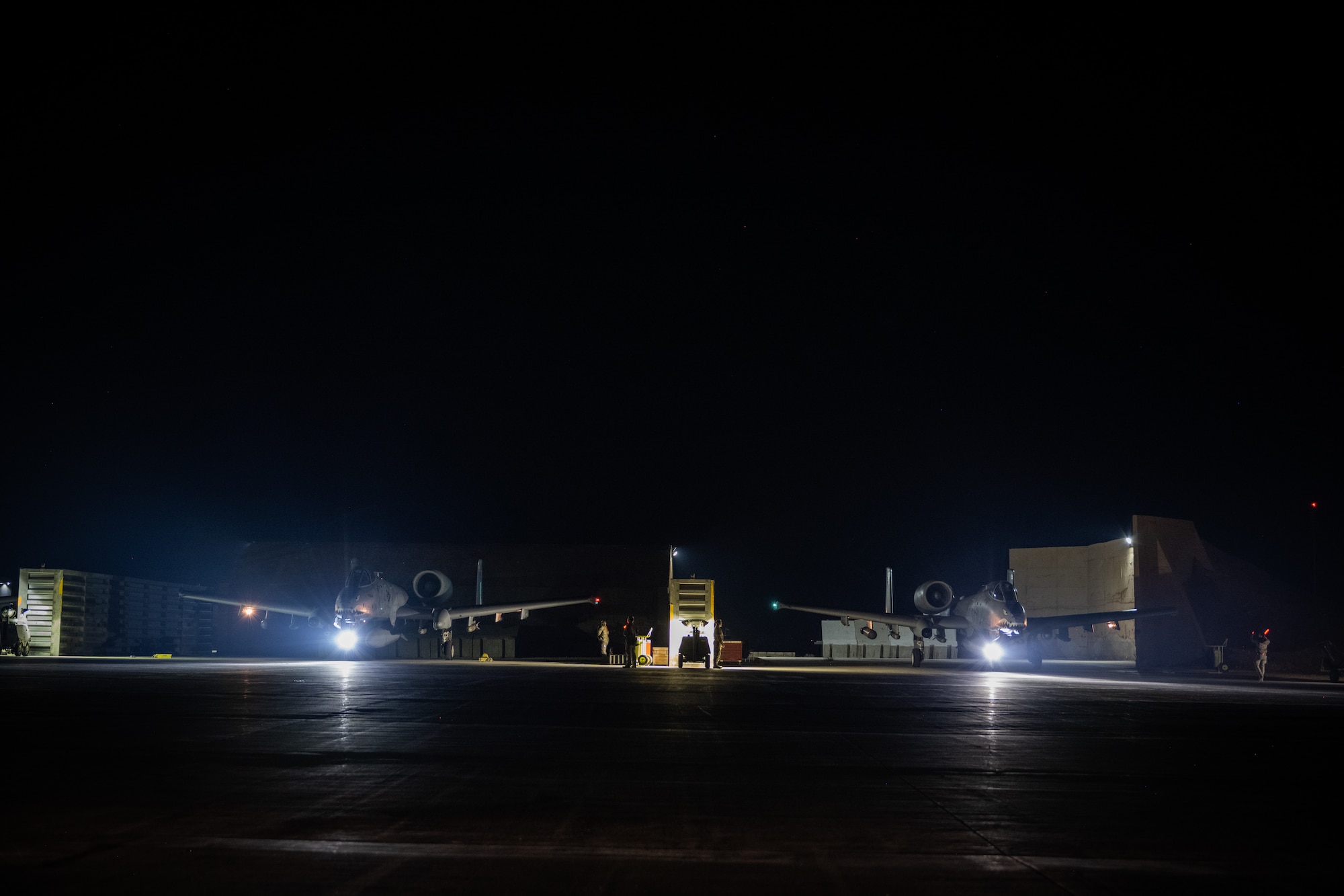 An A-10 Thunderbolt II aircraft being readied for a mission