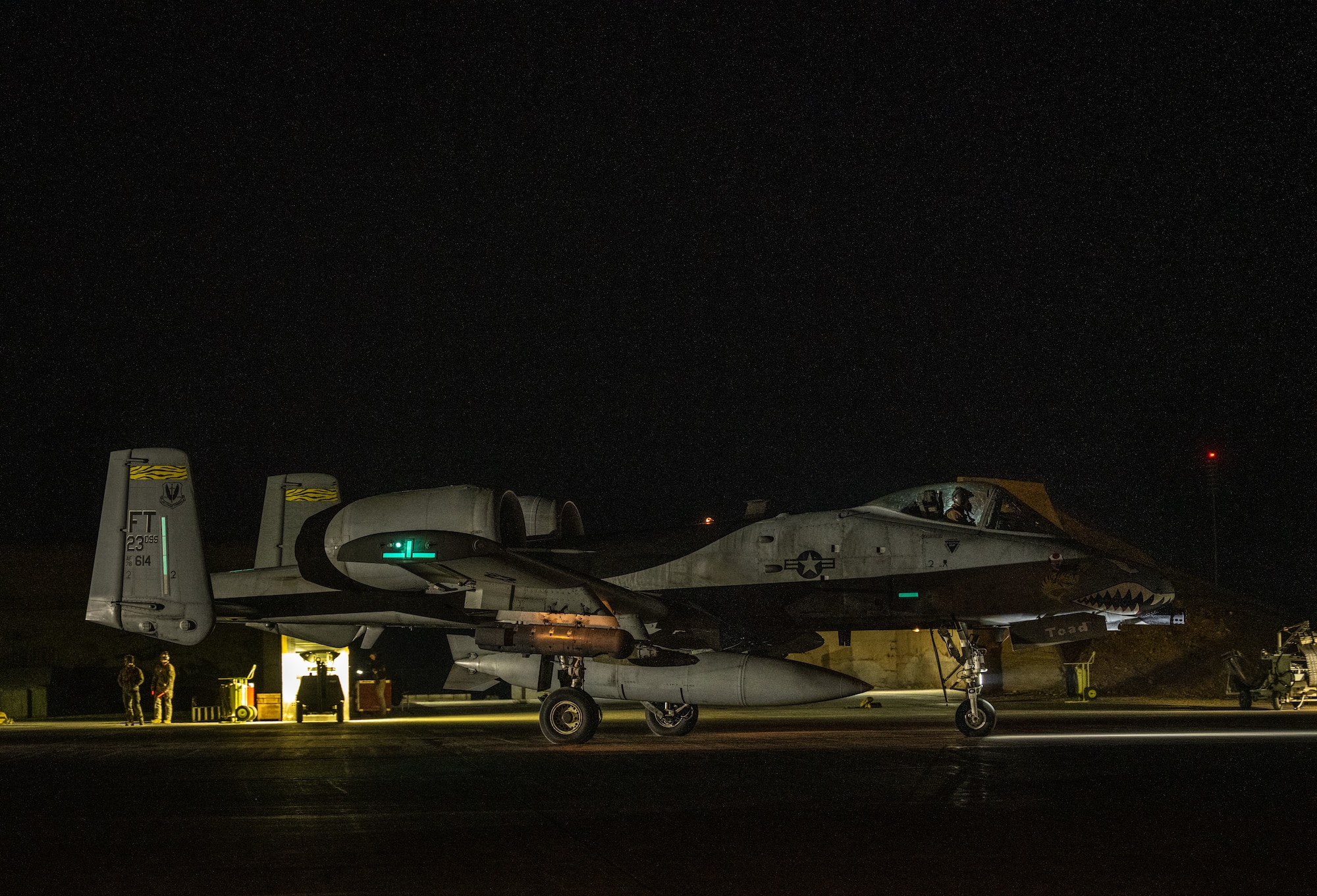 A U.S. Air Force A-10 Thunderbolt II taxis at a base in the U.S. Central Command area of responsibility, Dec. 19, 2025. (U.S. Air Force photo)