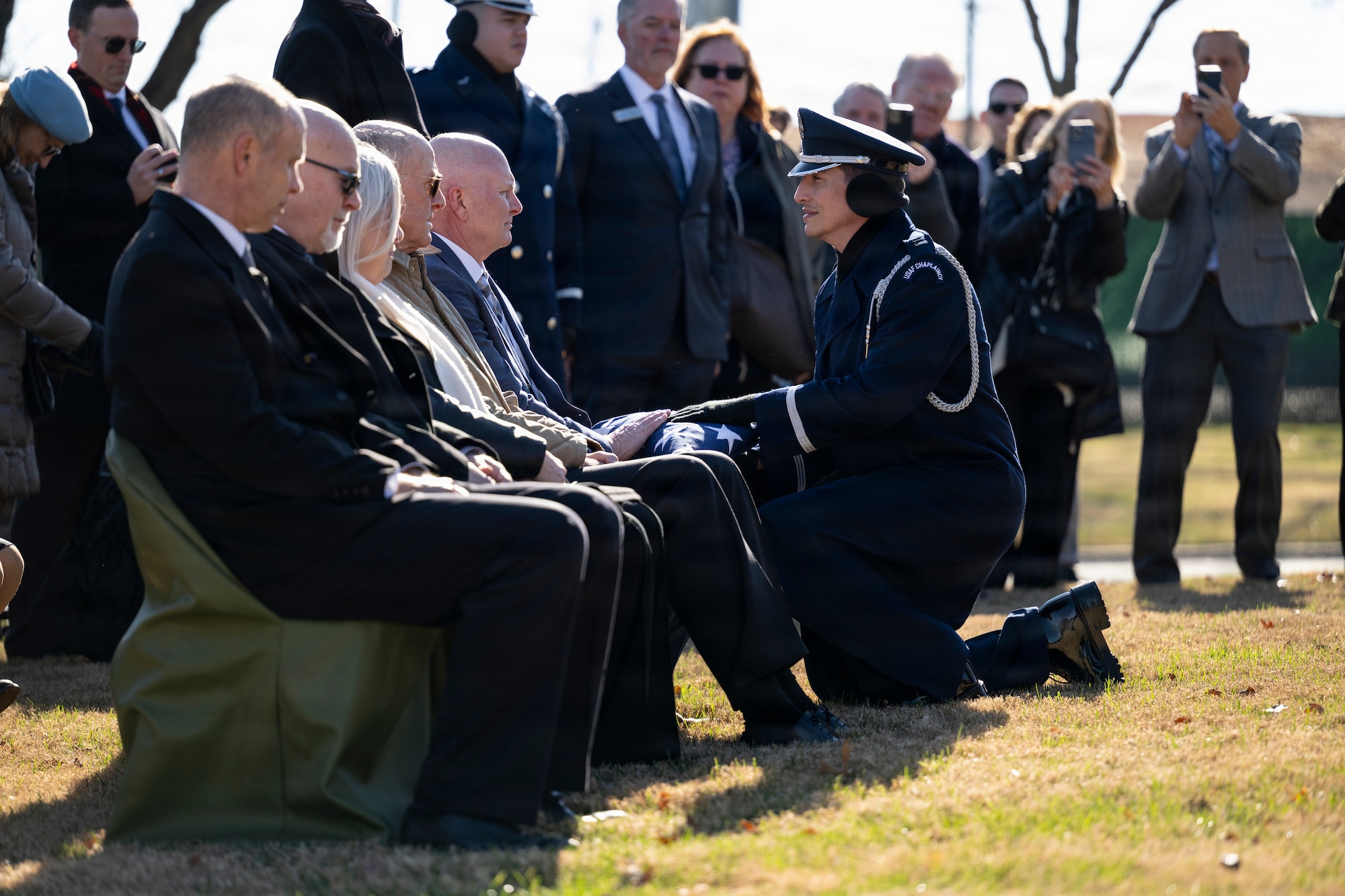 Service members from the U.S. Air Force Honor Guard, U.S. Air Force Band’s Ceremonial Brass, and the 3d U.S. Infantry Regiment (The Old Guard) Caisson Detachment conduct full military funeral honors with escort for U.S. Air Force Lt. Col. Richard Erb in Section 8 of Arlington National Cemetery, Arlington, Virginia, Dec. 3, 2025.