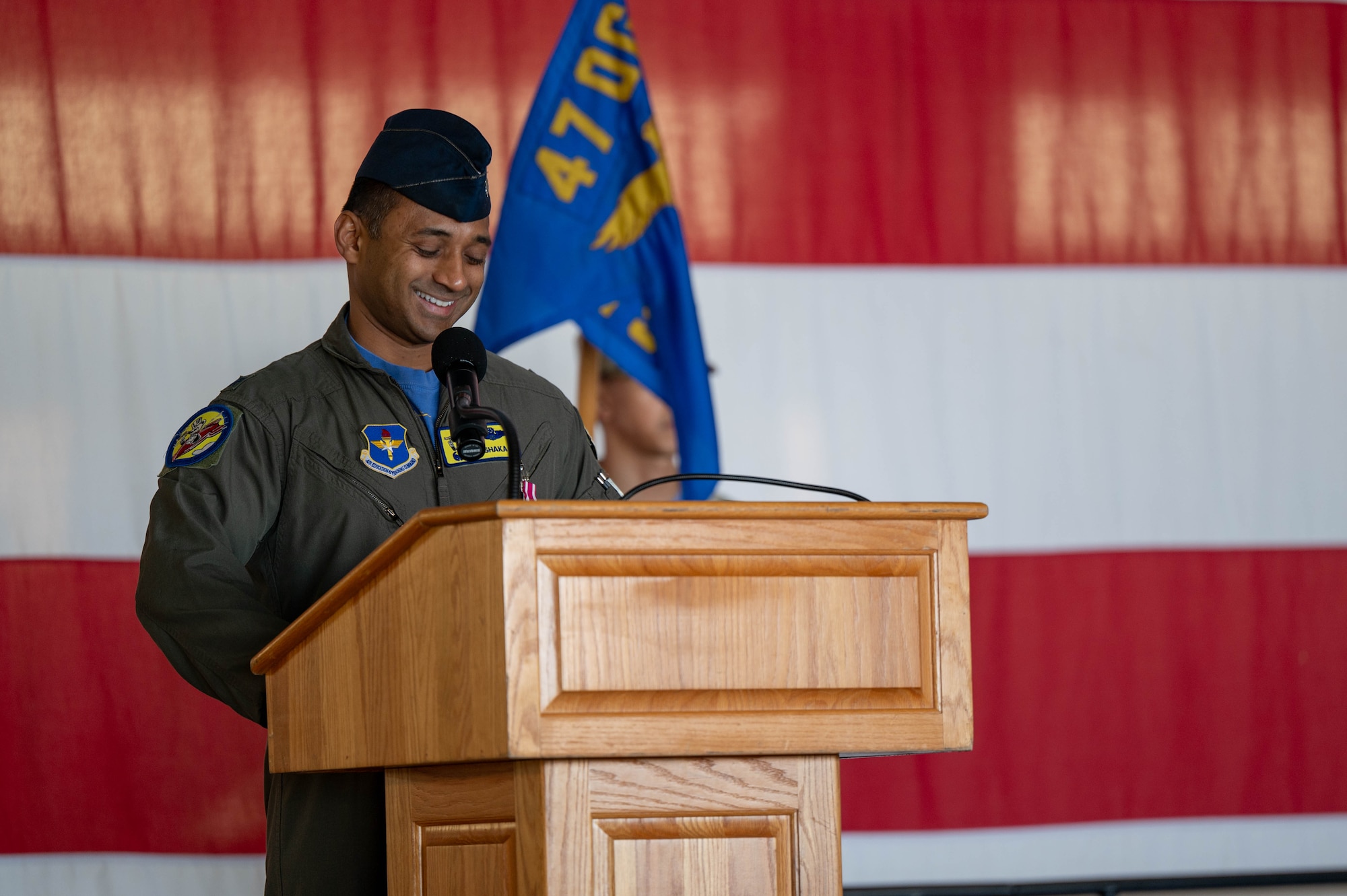 Service member gives a speech.