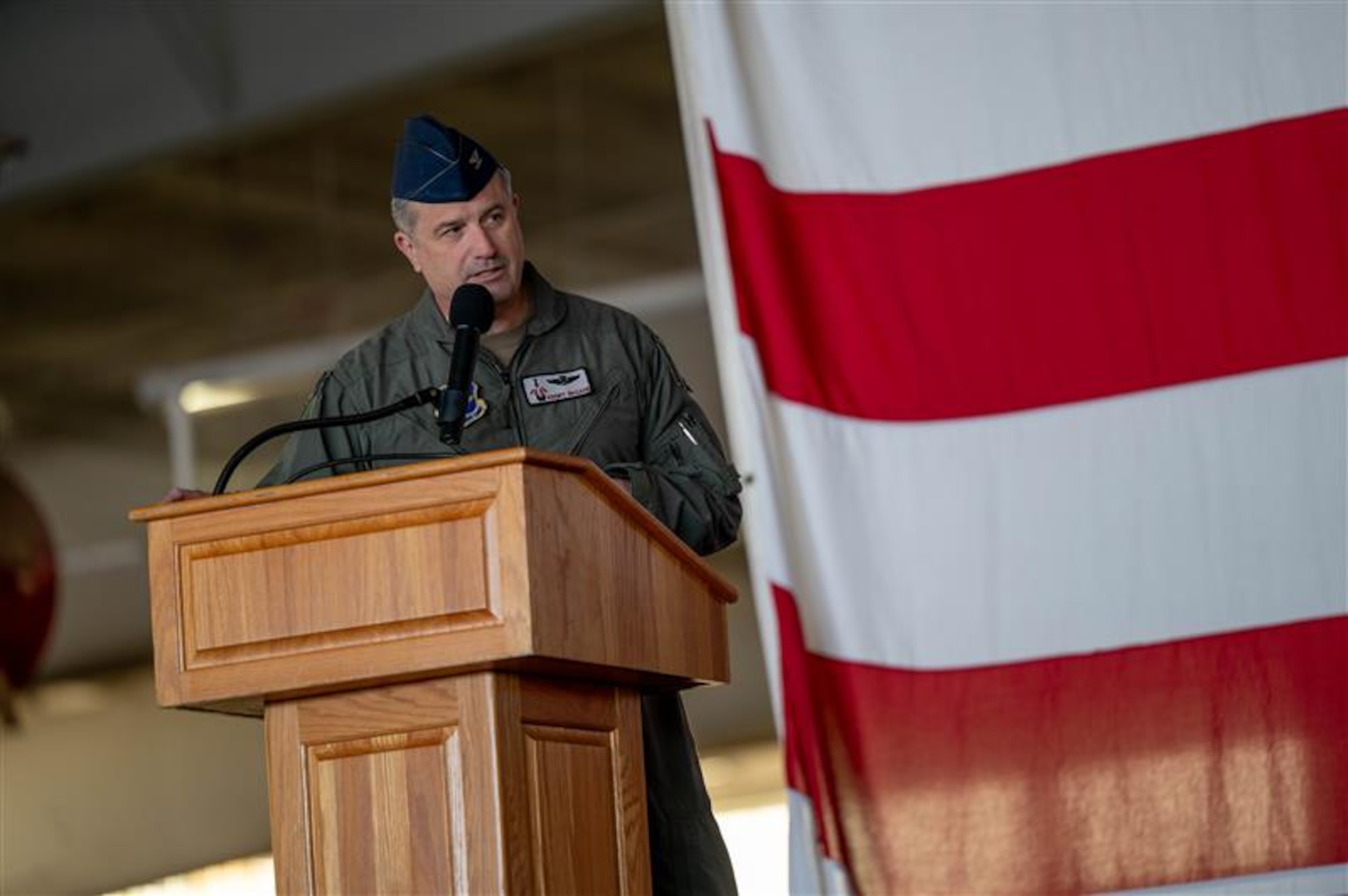Service member gives a speech.