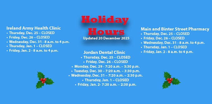 UPDATED HOLIDAY HOURS: December 20, 2025.