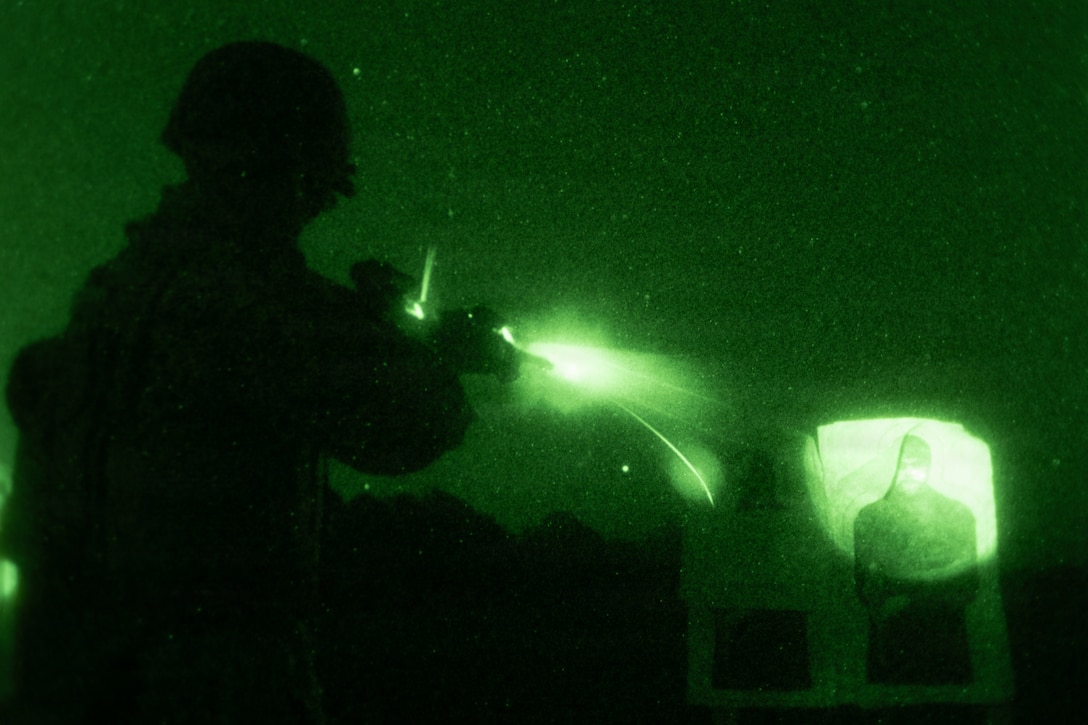 U.S. Marine Corps 1st Lt. John Coles, a logistics officer with Combat Logistics Battalion 22, Combat Logistics Regiment 27, 2nd Marine Logistics Group, fires a weapon while conducting a Marine Corps Rifle Qualification Tables 3-6 range during a battalion field exercise at Marine Corps Base Camp Lejeune, North Carolina, Dec. 12, 2025. CLB-22 held the battalion FEX to sustain training and readiness standards, increase technical proficiency, and enhance the battalion’s ability to complete core mission essential tasks. Coles is a native of Florida. (U.S. Marine Corps photo by Lance Cpl. Franco Lewis)