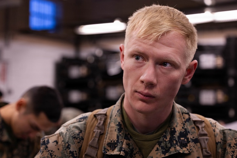 Reserve Marines with 25th Marine Regiment receive gear at Fort Devens