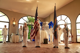 250613-N-FT324-4954. ROTA, Spain (June 13, 2025) — Sailors assigned to Navy Medicine Readiness and Training Command (NMRTC) Rota present the colors during the command’s Hospital Corpsman Ball. The Color Guard represents Navy pride, professionalism, and tradition, honoring the service’s 250-year legacy while inspiring today’s Sailors to uphold the highest standards. (U.S. Navy Photo Released by LCDR Alicia Sacks)