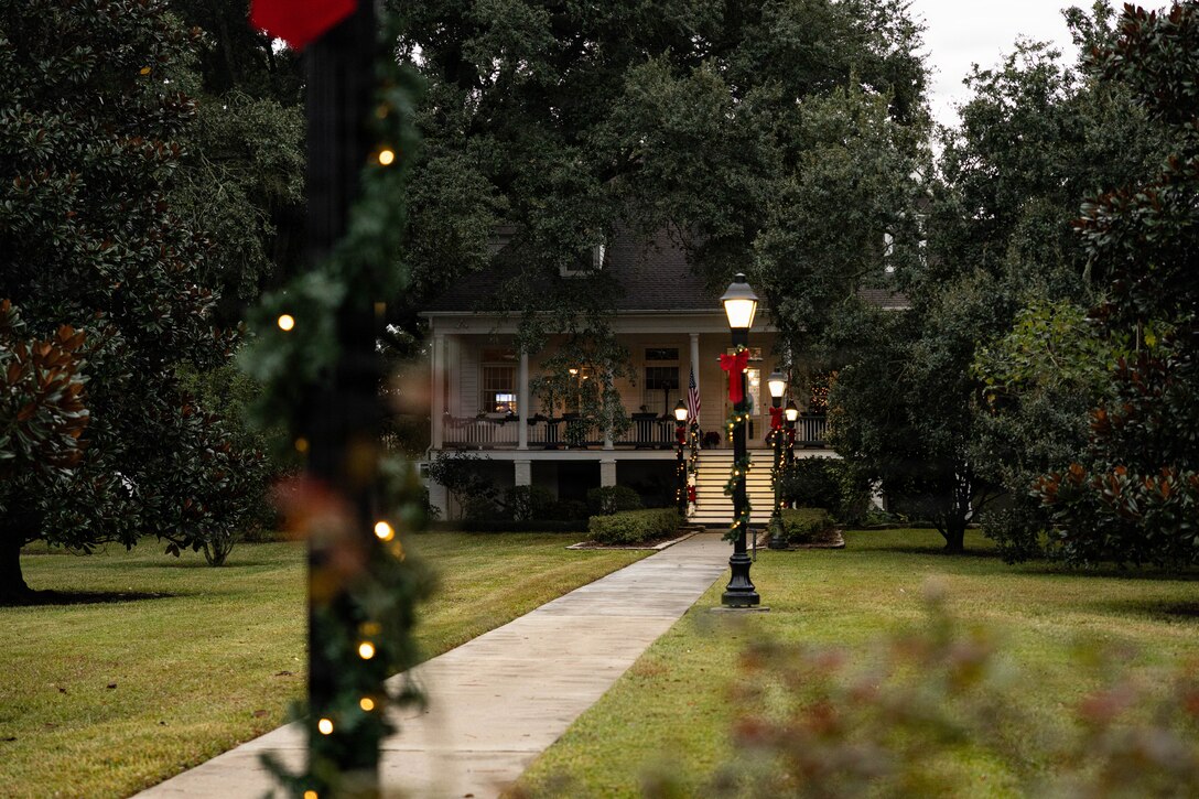 Quarters A, a house originally constructed in the 1840s, is located near the Marine Corps Support Facility, New Orleans, Dec. 6, 2025. Once occupied by the Navy, this location has been home to the Marine Forces Reserve, Marine Forces North and Marine Forces South commanders since 2011. (U.S. Marine Corps photo by Lance Cpl. Priscilla Flores)