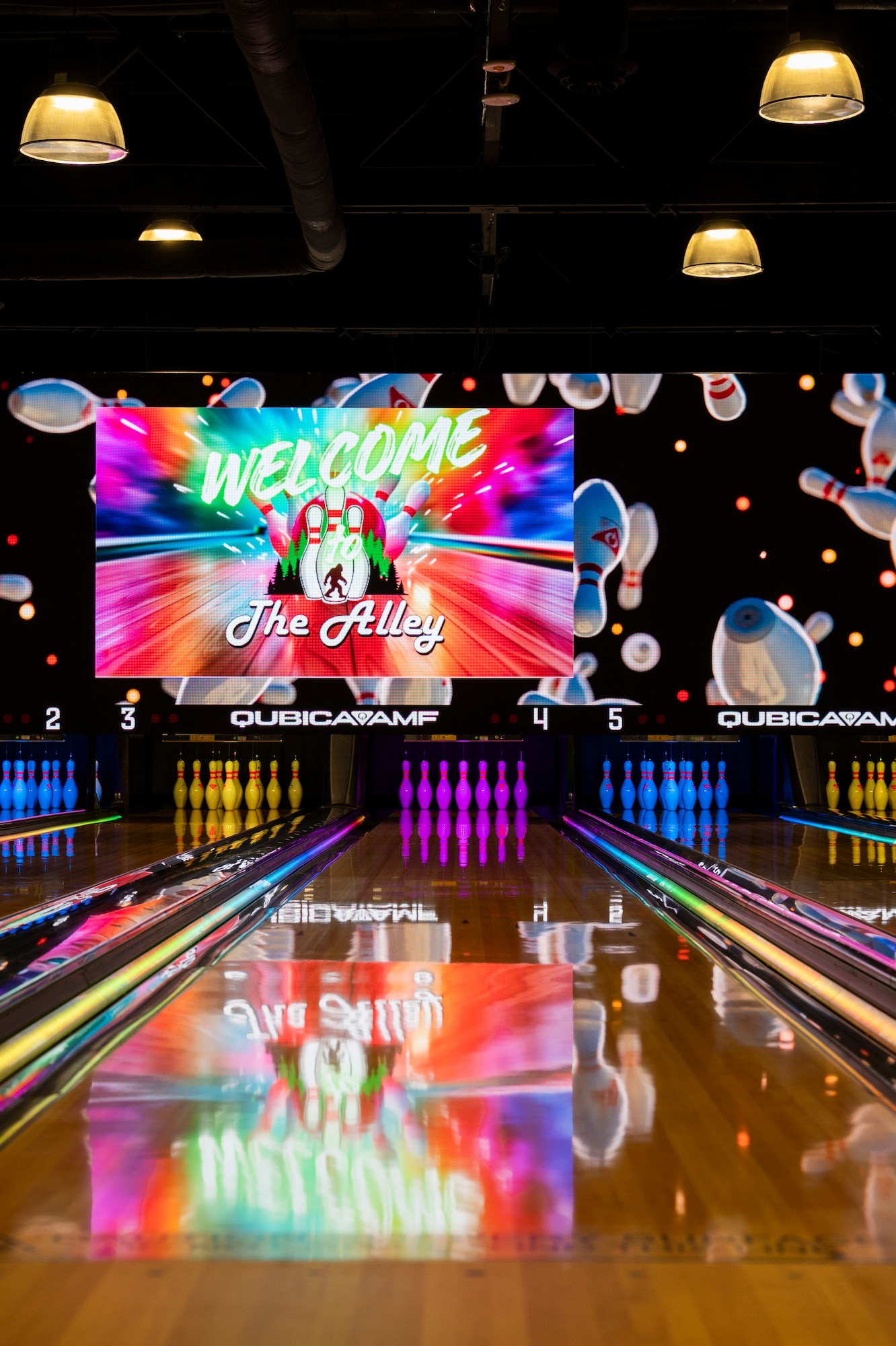 A bowling alley is shown.