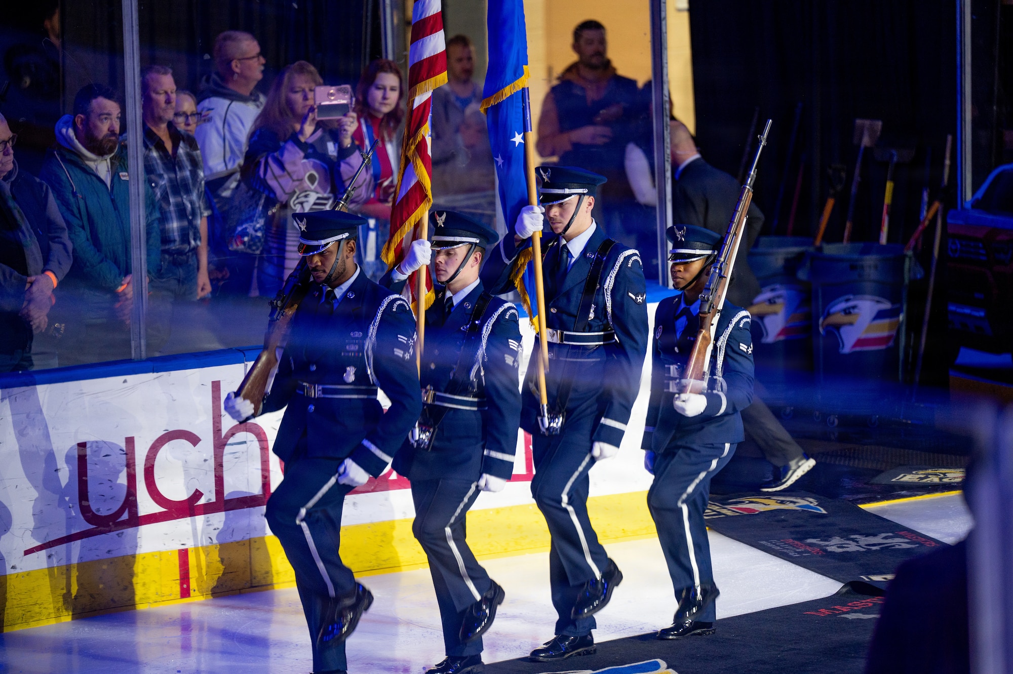 The F.E. Warren AFB Honor Guard is responsible for showcasing the highest level of military professionalism through performing at military funeral honors, retirement ceremonies, change of command events, and special high-visibility engagements across a 95,000-square-mile area covering Wyoming, Nebraska, and Colorado
