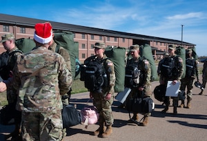 Col. Gerber passes out Christmas cards and candy to new U.S. Space Force students