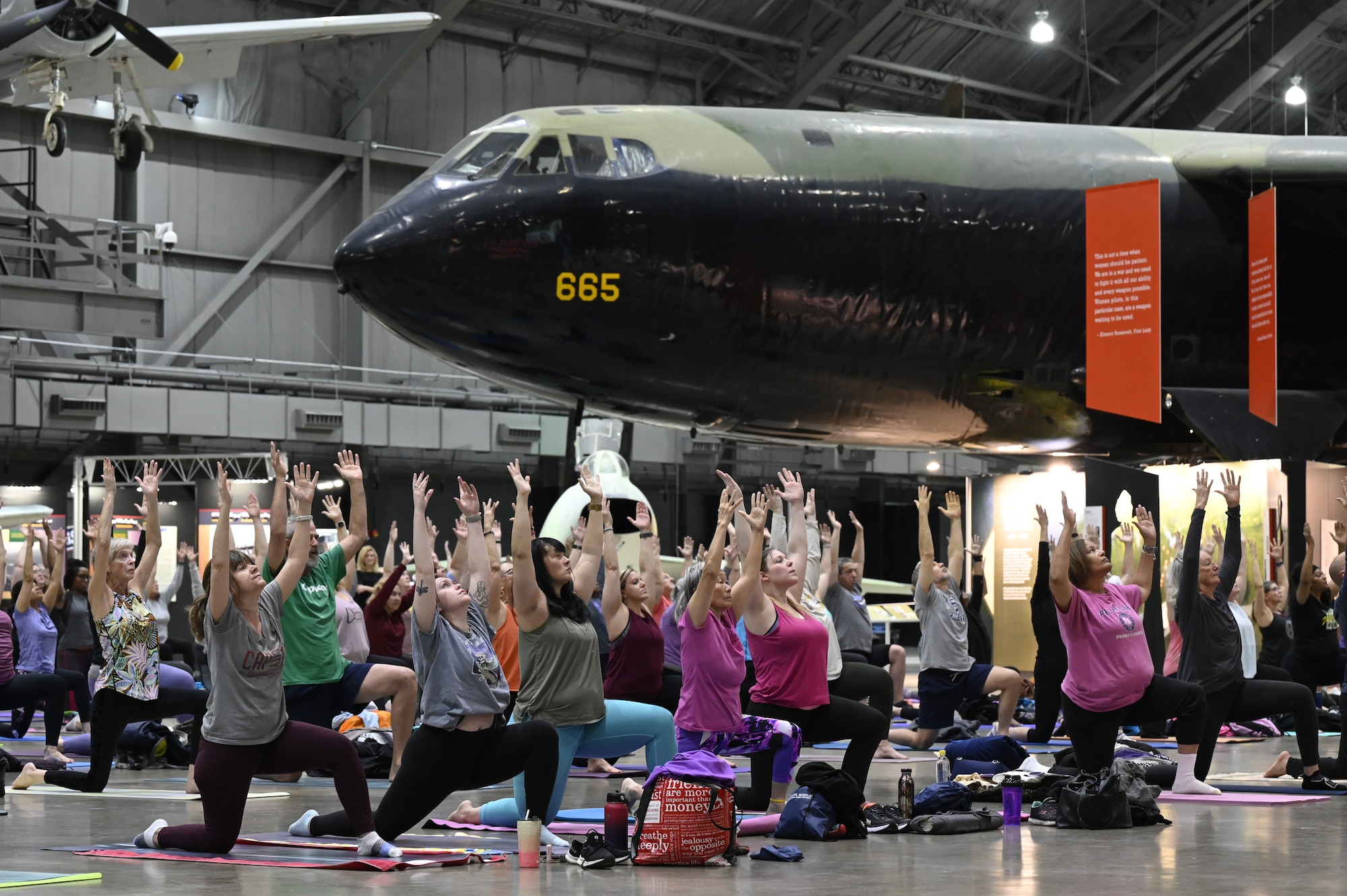 Fitness Under the Wings class held at the National Museum of the U.S. Air Force.