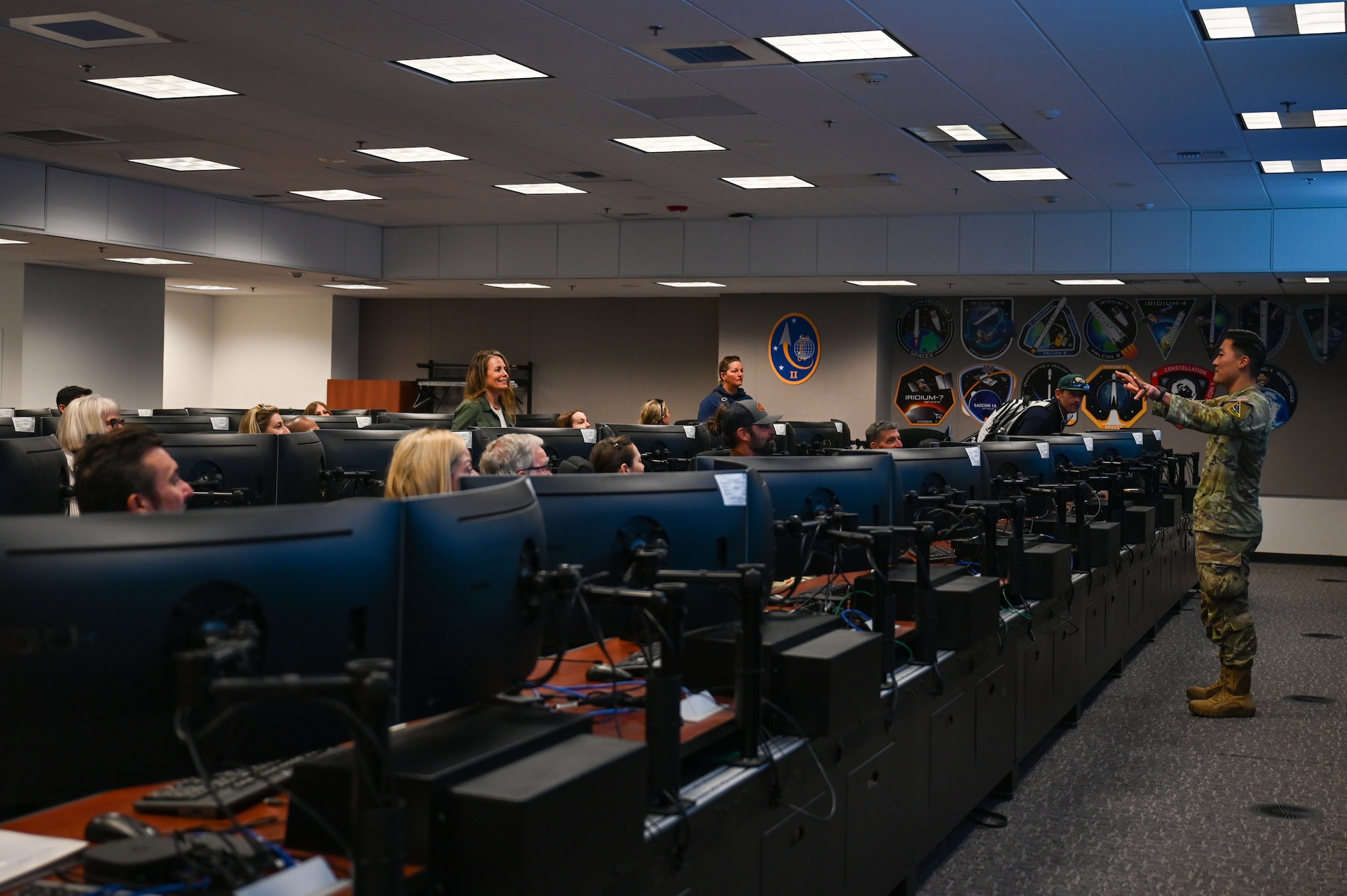U.S. Space Force Capt. Jeffrey Kim, Vandenberg Remote Launch Control Center mission integration flight commander, speaks to members of the San Luis Obispo Chamber of Commerce