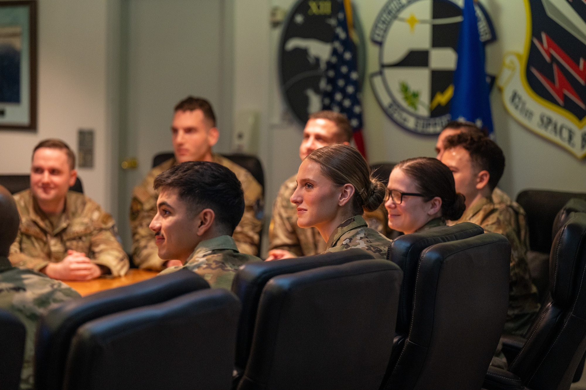 Secretary of War Pete Hegseth speaks via video call with Airmen and Guardians at Pituffik Space Base, Greenland, Dec. 19, 2025, delivering a holiday greeting and recognizing their service at the Department of War’s northernmost installation.