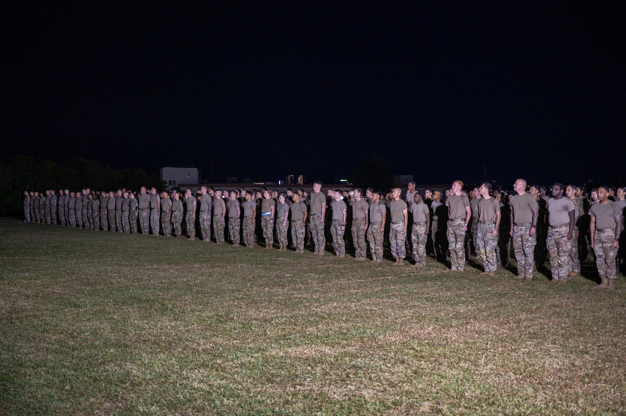 18th LRS Airmen standing at attention