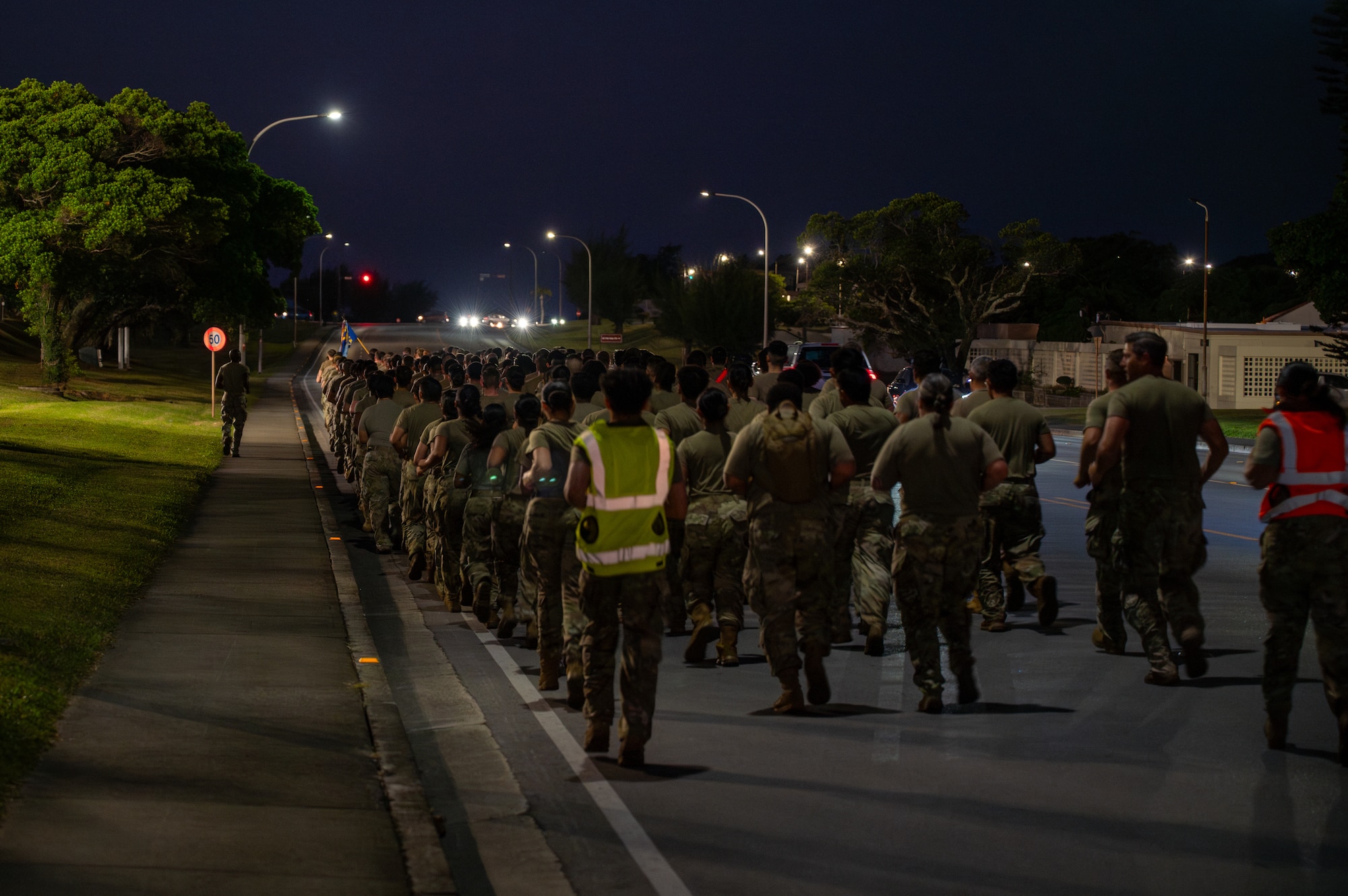 18th LRS Airmen running in formation