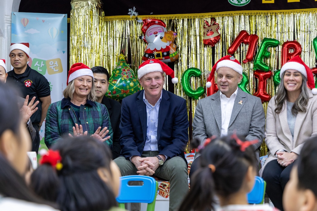 Led by Lt. Gen. Joseph Hilbert (center), Eighth Army leaders visited children of Namsan-won Orphanage in Seoul, South Korea, Dec. 19, 2025.