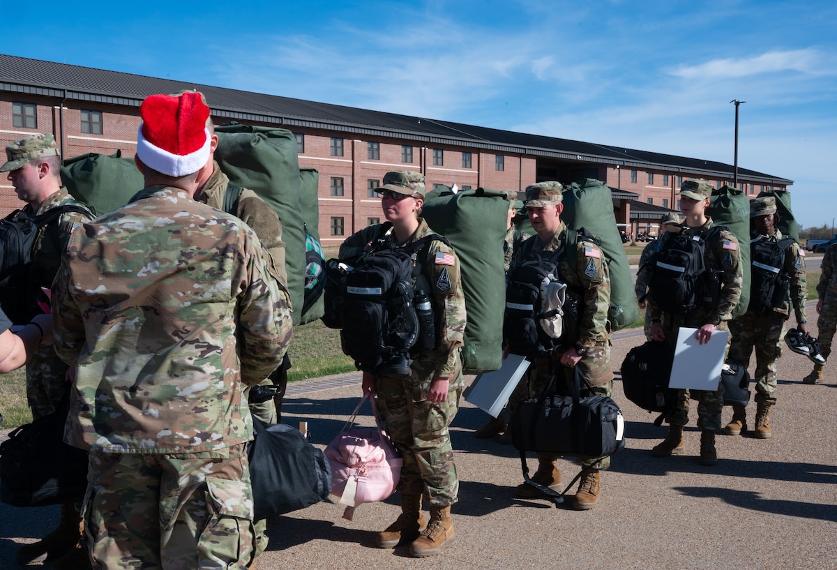 Col. Gerber passes out Christmas cards and candy to new U.S. Space Force students