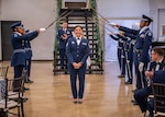 U.S. Air Force Tech. Sgt. Brittany Fralick, a production recruiter with the 108th Wing, New Jersey Air National Guard, center, is honored with a sabre salute during the Operation Blue Suit banquet at the Hidden Gem in New Braunfels, Texas, March 27, 2025. The Operation Blue Suit Award is presented to recruiters who surpass all goals and showcase outstanding development by making a direct impact on end strength mission. Courtesy photo.