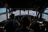 An aircrew with the 103rd Airlift Wing, Connecticut Air National Guard, flies a C-130 Hercules aircraft in support of Combined Joint Task Force Horn of Africa.