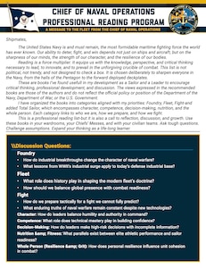 Chief of Naval Operations Adm. Daryl Caudle released his Professional Reading Program list to encourage all Sailors to deepen their knowledge as warfighters.