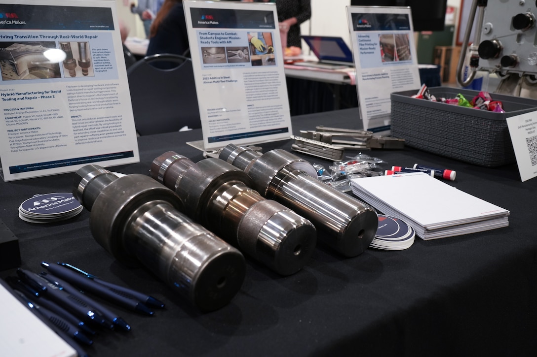 America Makes, a DoD Manufacturing Innovation Institute (MII), showcases its additive manufacturing process to repair worn forging tools at the Pentagon, July 8, 2025.