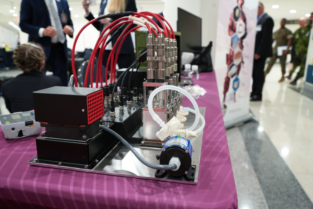 BioFabUSA, a DoD Manufacturing Innovation Institute (MII), exhibited its portable bioreactor system for on-demand red blood cell production at the Pentagon, July 8, 2025.