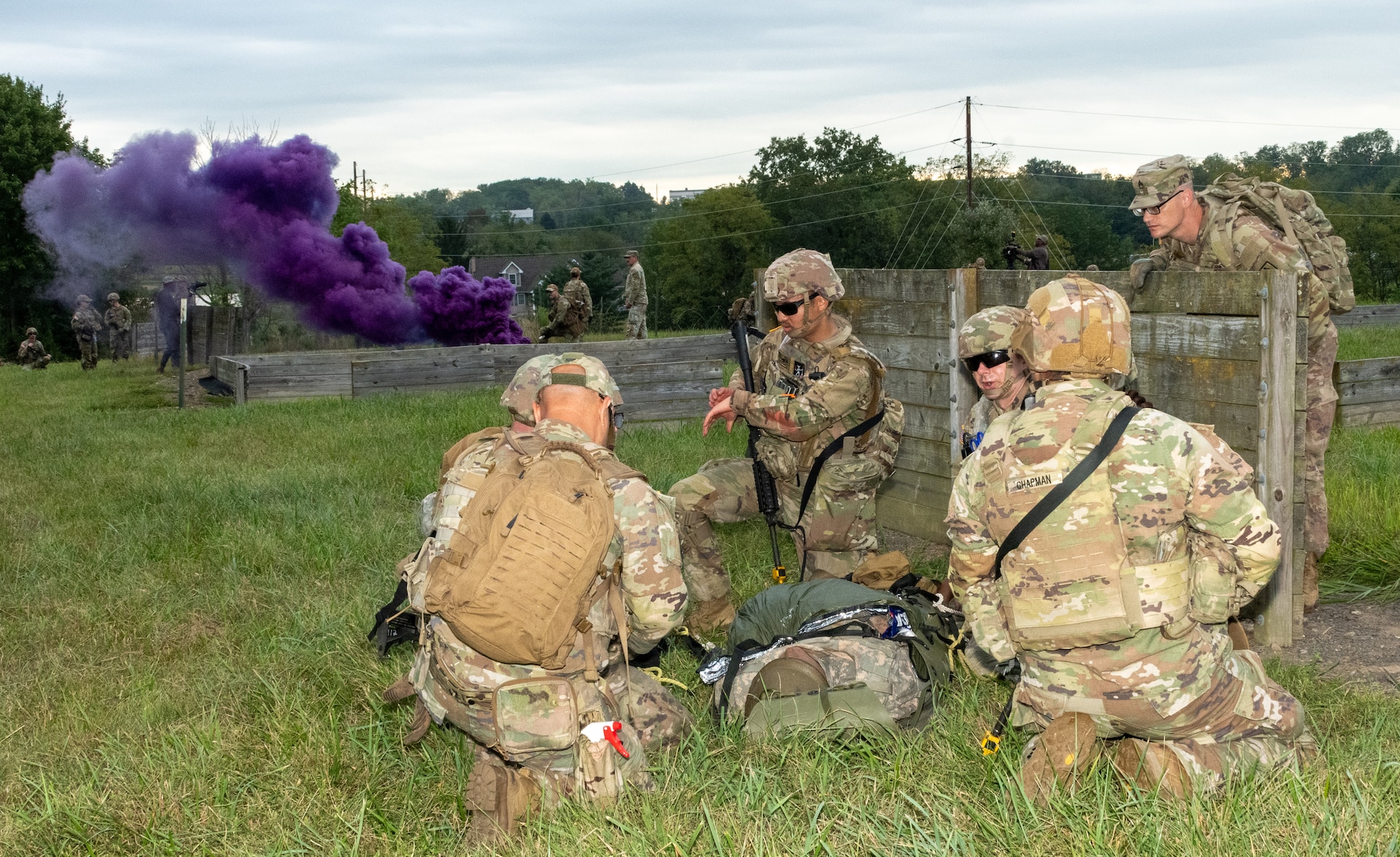 Soldiers from all components – U.S. Army, Army National Guard and Army Reserve – participate in a rigorous field training exercise leading up to the culminating event at the end of their 68W (Combat Medic) Military Occupational Specialty Transition Course at Fort Indiantown Gap’s Medical Battalion Training Site Aug. 29. The 57-day course, conducted by cadre from the Pennsylvania Army National Guard’s 4th Battalion, 166th Regiment-Regional Training Institute, prepares Soldiers from other MOSs to become 68Ws, and exercises such as this tests all the skills they’ve learned throughout the course, certifying them as Combat Medics. (Pennsylvania National Guard photo by Wayne V. Hall)
