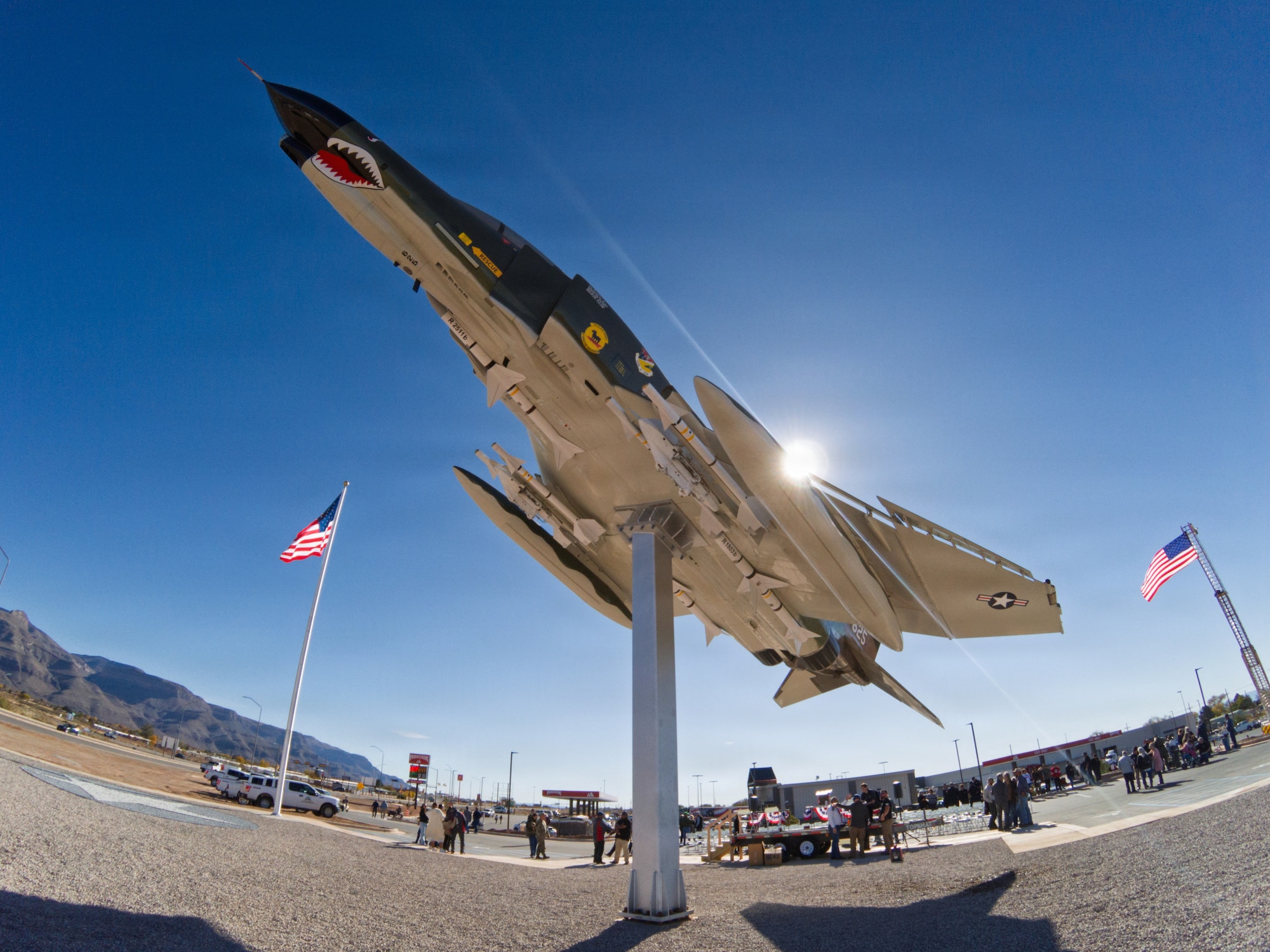 An F-4 Phantom II is seen at the Gateway Freedom Monument ribbon cutting event in Alamogordo, New Mexico, Dec. 8, 2025.