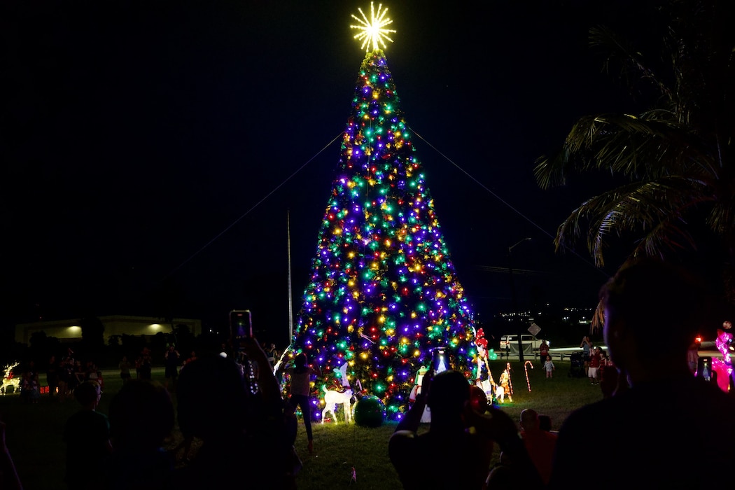 NAVAL BASE GUAM (Dec. 8, 2025) – Naval Base Guam (NBG) was aglow during the Morale, Welfare, and Recreation (MWR) Tree Lighting Festival Dec. 6.
