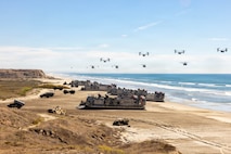 The U.S. Marine Corps and Navy participate in the Marine Corps 250th Birthday Amphibious Capabilities Demonstration at Marine Corps Base Camp Pendleton, California, Oct. 18, 2025.
