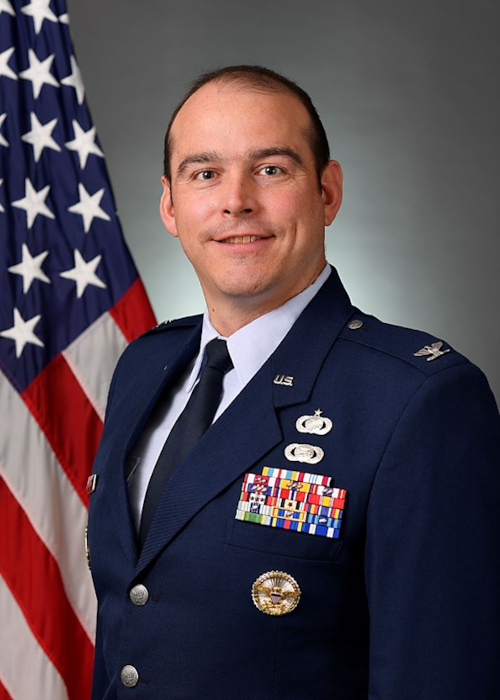 Man in Air Force dress blues - rank of colonel