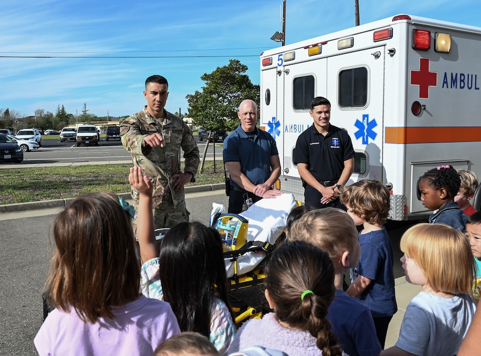 U.S. Air Force Airmen assigned to the 9th Medical Group participate in a demonstration in honor of the Month of the Military Child at Beale Air Force Base, California, April 10, 2025.
