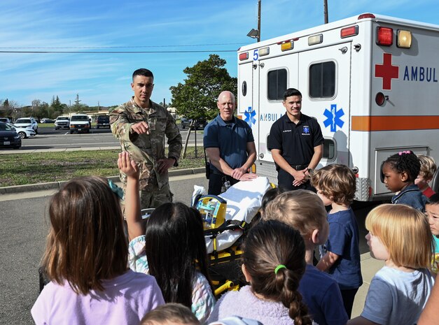 U.S. Air Force Airmen assigned to the 9th Medical Group participate in a demonstration in honor of the Month of the Military Child at Beale Air Force Base, California, April 10, 2025.