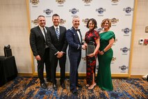 U.S. Air Force Col. Keagan L. McLeese, 9th Reconnaissance Wing commander, honors local community partners of Beale Air Force Base during the annual Air Force Ball at the Hard Rock Hotel and Casino Sacramento, Wheatland, California, Sept. 5, 2025.