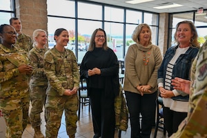 Beale Air Force Base (AFB) leadership meet with the Yuba Sutter & Placer Community Military Appreciation Council (CMAC) after CMAC donated funding to acquire funding for Beale AFB’s yearly Operation Warm Heart, in which Thanksgiving food, including a turkey, is donated to families across the base, November 17, 2025 on Beale AFB, California.