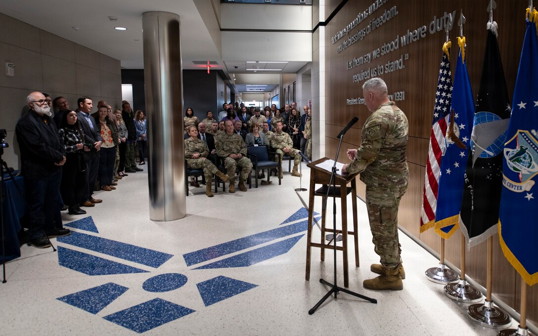 Col. Calvin Kroeger, commander of the U.S. Army Corps of Engineers Fort Worth District, speaks to Air Force leaders, AFPC staff and the USACE project team during the ribbon cutting ceremony for the B-Wing 495 net zero facility at JBSA Randolph, Texas, on Dec. 4, 2025. Kroeger emphasized the Corps’ commitment to delivering sustainable, mission ready facilities that support warfighters and their families. 



The $29.7 million project, delivered by the Fort Worth District, consolidates critical AFPC missions and incorporates energy saving features such as insulated concrete forms, a high efficiency HVAC system, and rooftop solar panels. (U.S. Army photo by Richard Bumgardner)