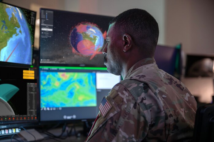 U.S. Space Force Guardians monitor workstations