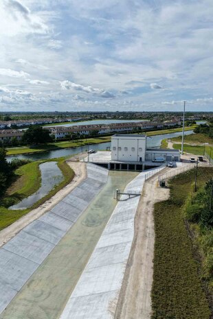 arial shot of a pump station