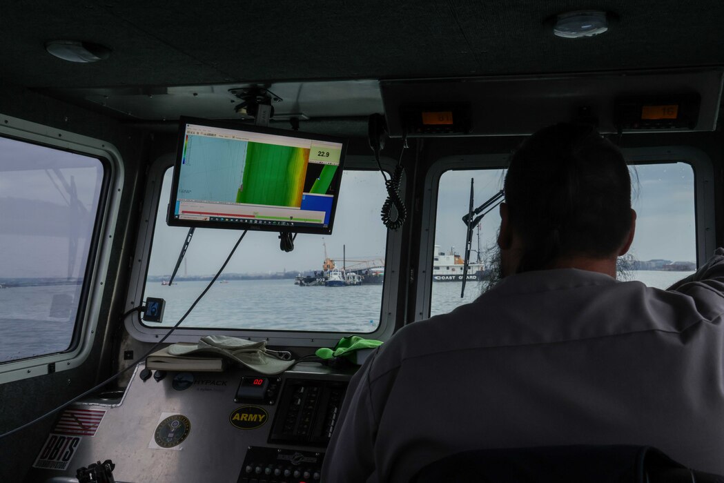 U.S. Army Corps of Engineers, Baltimore District deploys BUCK sonar-equipped survey vessel, to assist in salvage operations following the Jan. 29 mid-air collision of an American Airlines regional jet and Army Black Hawk helicopter near Reagan National Airport. (US Army photo by David J. Adams)