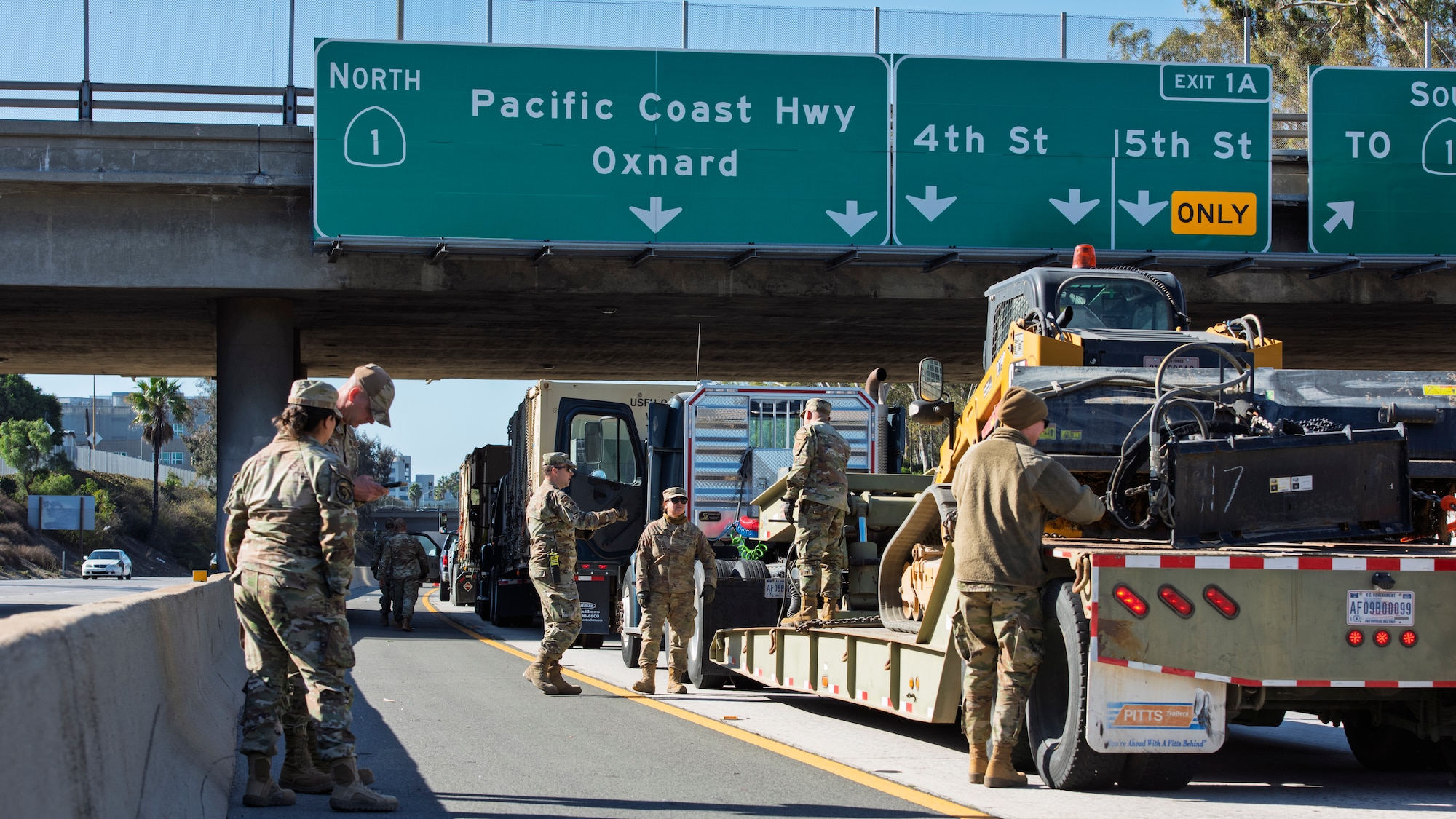 U.S. Air Force Airmen from the 163d Mission Support Group set up 14 tents near Will Rogers State Beach, Los Angeles, to house 49th Military Police Brigade Soldiers during ongoing support efforts for the Palisades Fire response.