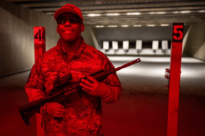 U.S. Air Force Senior Airman Orlin Loving, 35th Security Forces Squadron combat arms training and maintenance (CATM) trainer, poses for a photo at Misawa Air Base, Japan, Jan. 29, 2025
