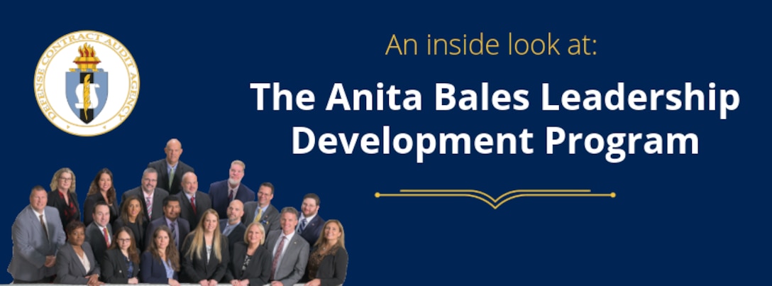 Text banner with a group of professionally dressed people.