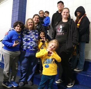 The family of Illinois Army National Guard Staff Sgt. Paul Smith were honored at the North American Hockey League game between the Springfield (IL) Junior Blues and the Janesville (WI) Jets in Springfield, Illinois, on Jan. 31.