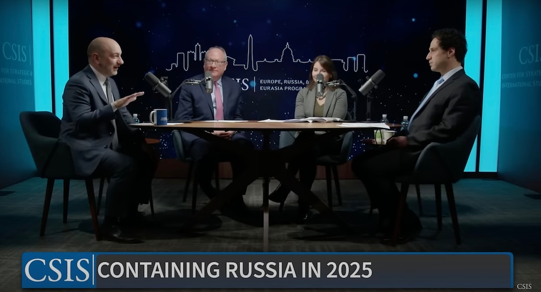 (left to right) Max Bergmann sits down with Michael Kimmag, Maria Snegovaya, Jeffrey Mankoff during a CSIS online event.