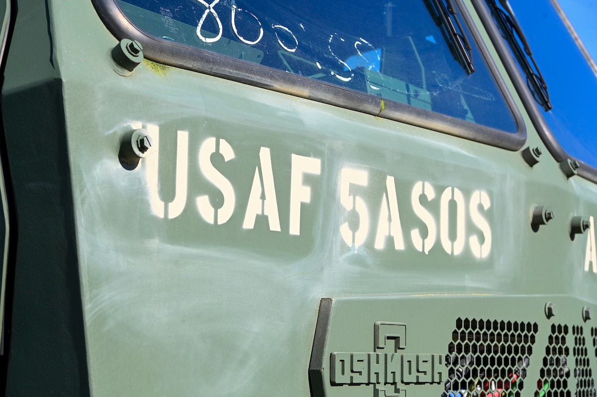 A vehicle is staged for operations during the 5th Air Support Operations Squadron field training exercise at Joint Base Lewis McChord, Washington, Jan. 22, 2025.