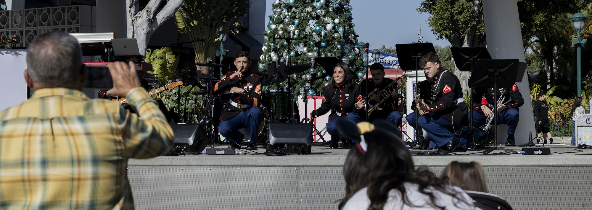 U.S. Marines with the 1st Marine Division Band perform.