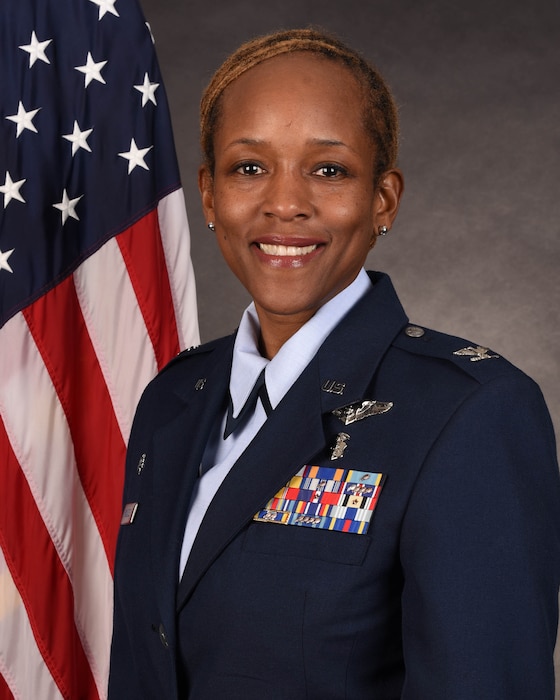 Col. Angela Manning, 90th Medical Group commander, poses for her official photo at F.E. Warren Air Force Base, Wyoming, Jan. 21, 2025. (U.S. Air Force photo by Airman 1st Class Hunter Kirkland)