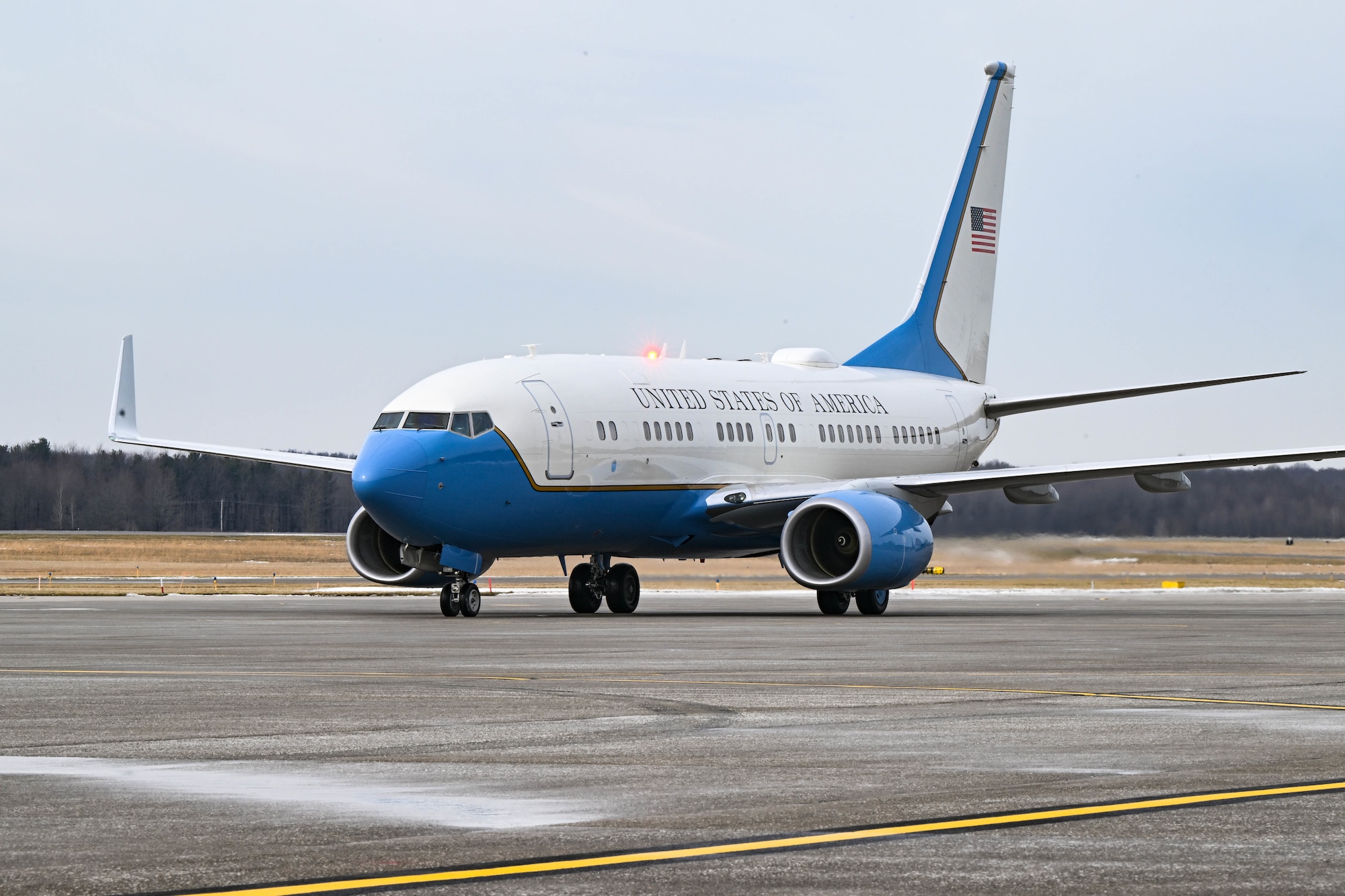Air Force Two lands at Youngstown Air Reserve Station, Ohio, on Feb. 3, 2025.