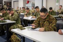 Japan Ground Self-Defense Force (JGSDF) 9th Chemical Protection Unit soldiers attend a bilateral chemical, biological, radiological and nuclear (CBRN) training.